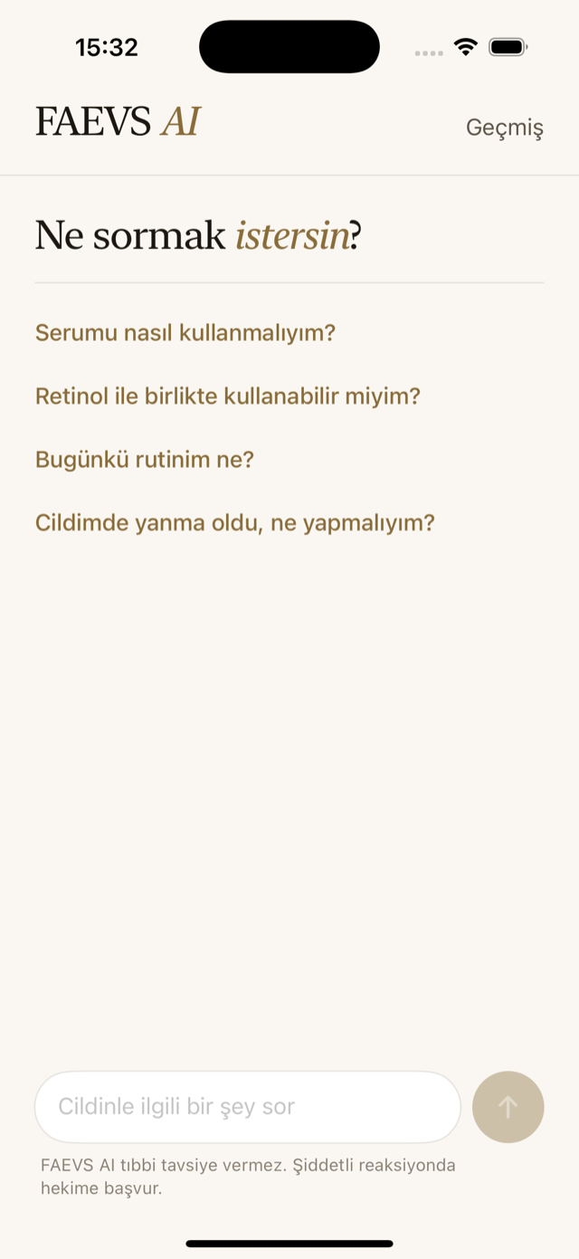 FAEVS AI danışman sohbet ekranı